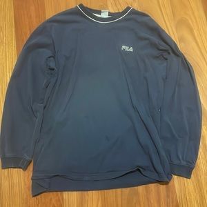 Vintage Navy Blue Long-Sleeve Fila Shirt